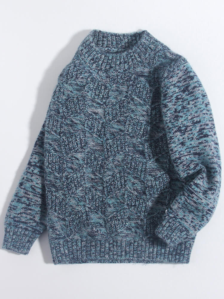 (image for) Kids Blue Marl Textured Knit Cashmere Crewneck Sweater